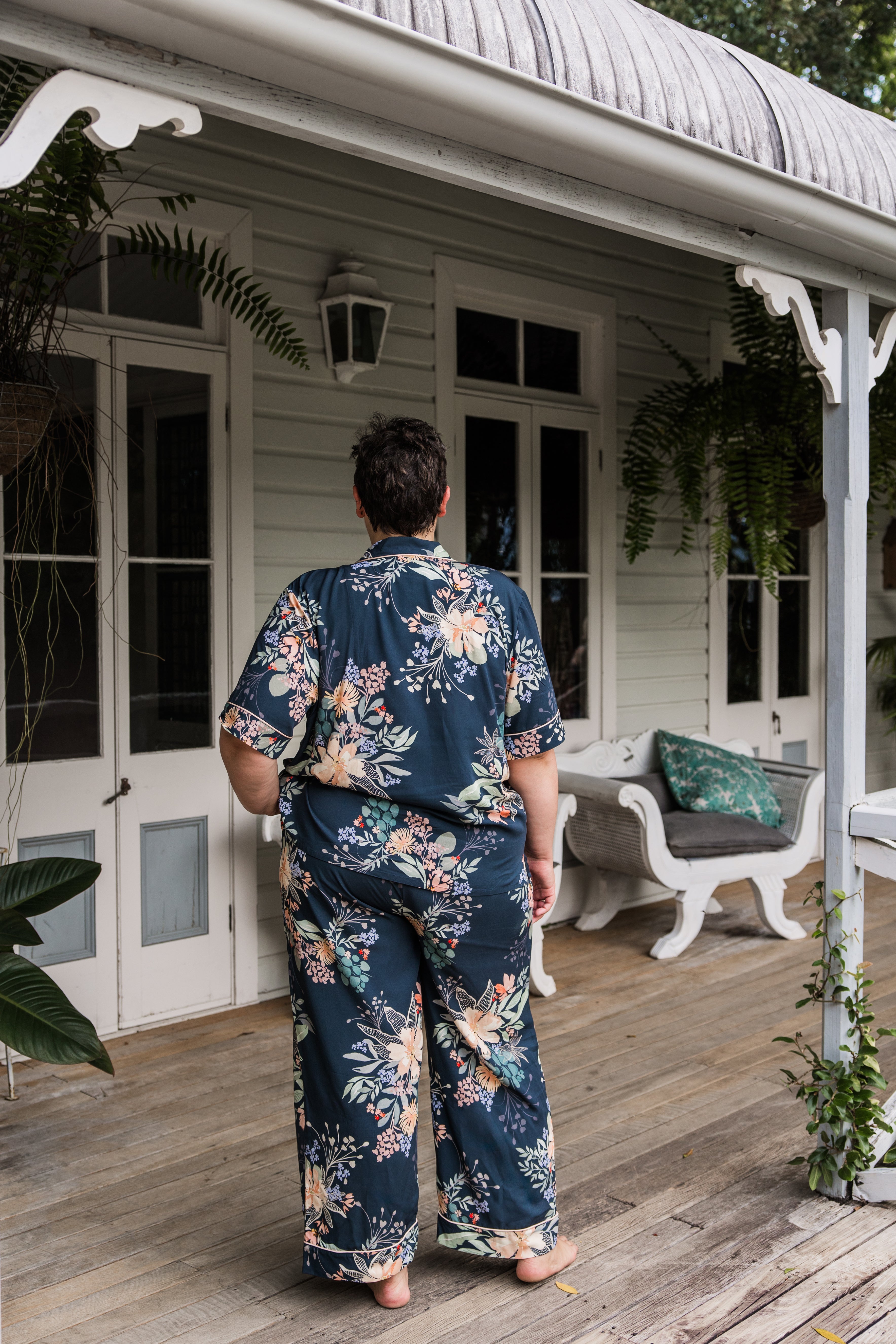 Short Sleeve Top & Long Pants Set | Country Bloom | Akoya Luxe