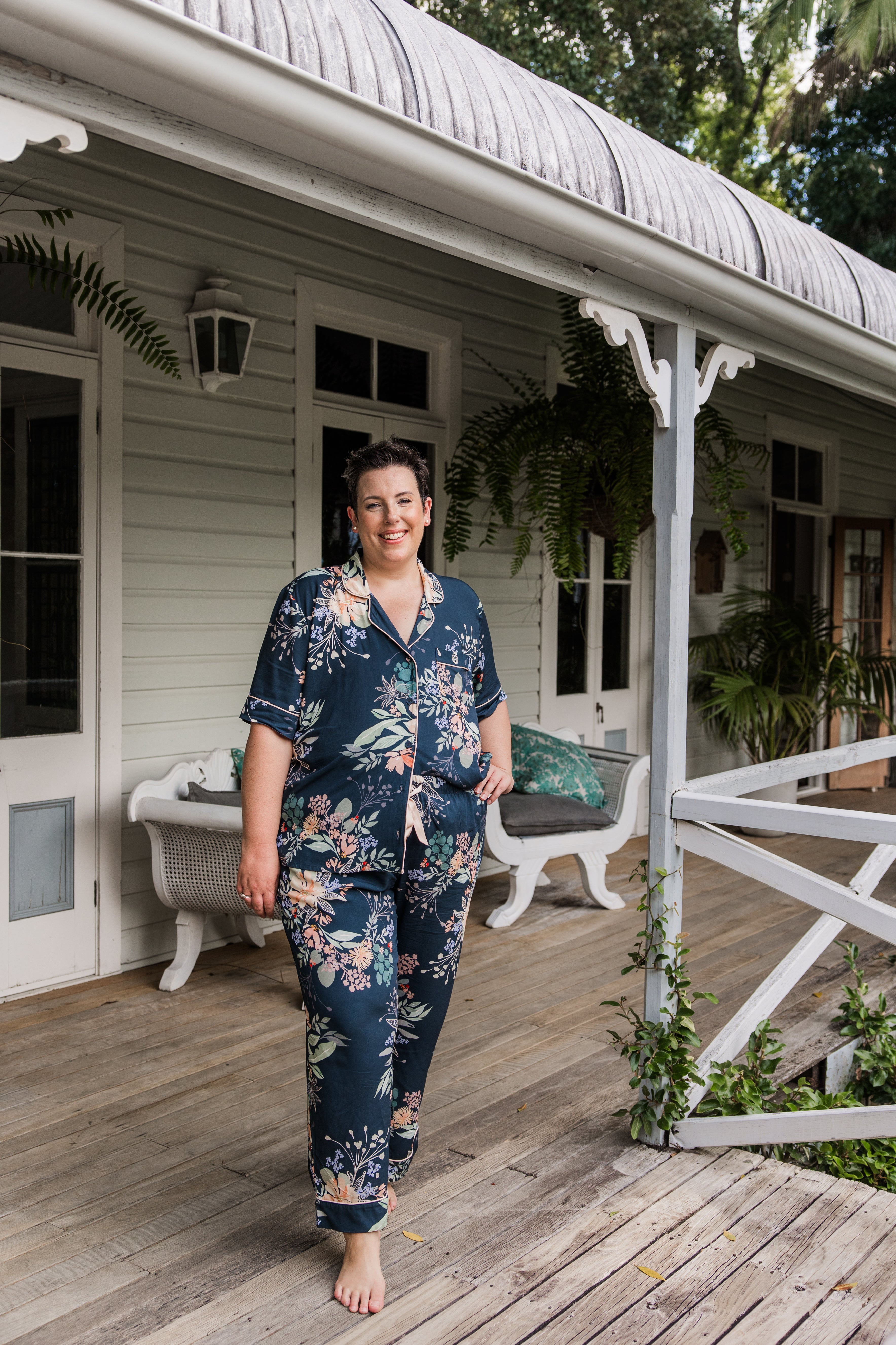 Short Sleeve Top & Long Pants Set | Country Bloom | Akoya Luxe