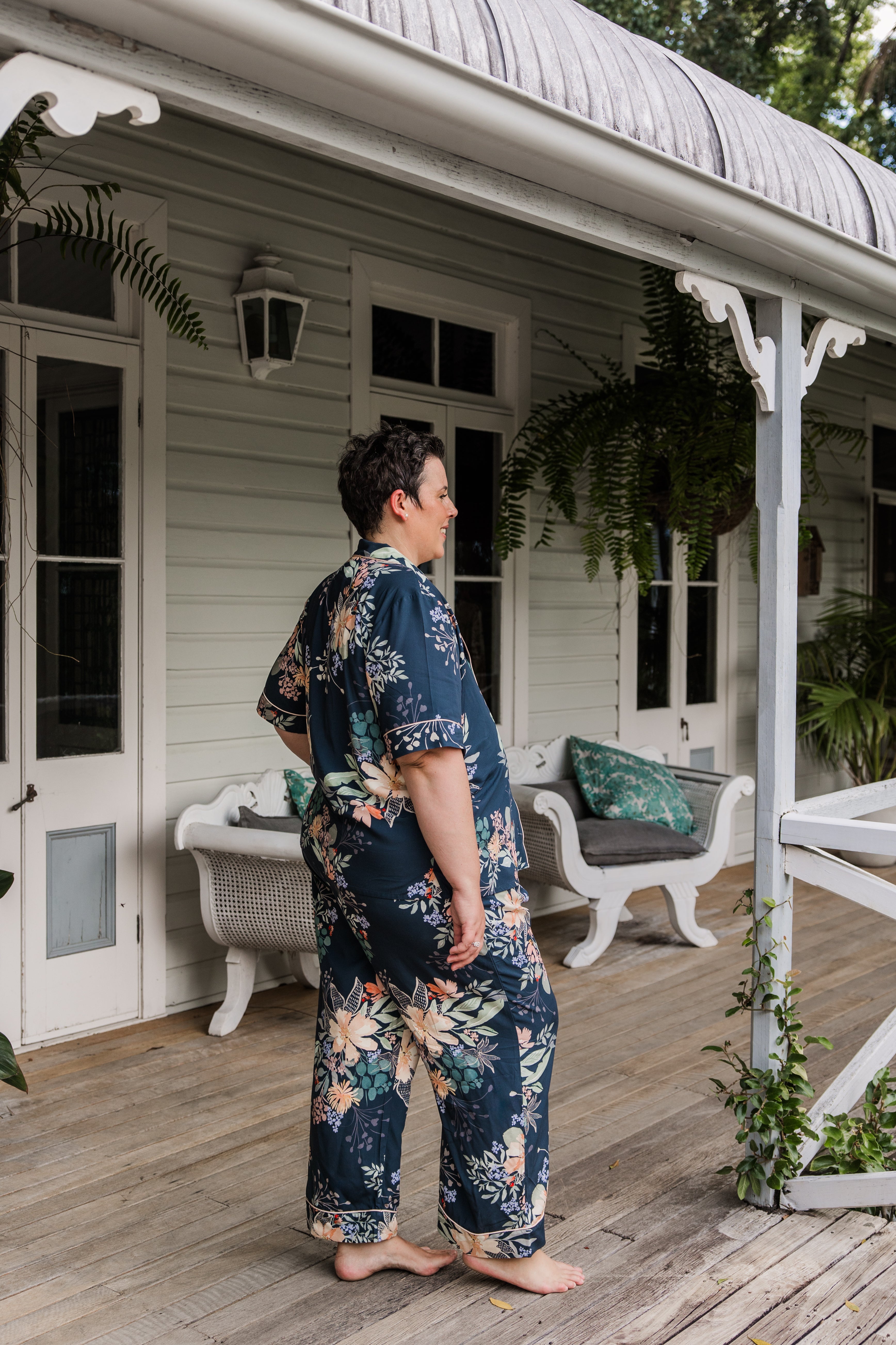 Short Sleeve Top & Long Pants Set | Country Bloom | Akoya Luxe